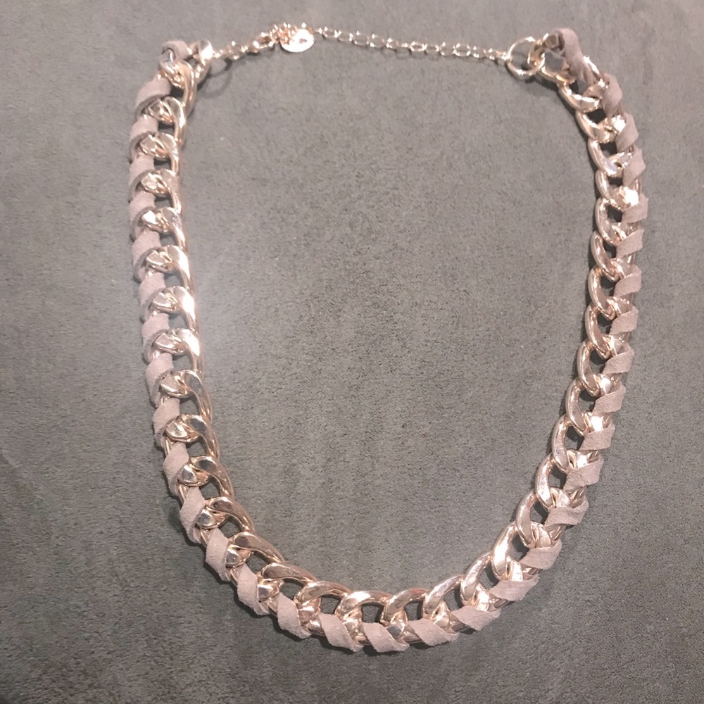 Faux Suede Wrapped Chain Necklace